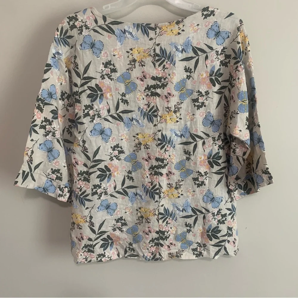 Laura Bianchi Italy Floral 100% Linen Tunic Top - Picture 8 of 11